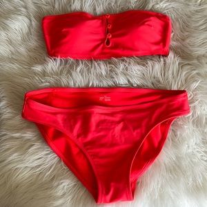 Aerie Swim Aerie Coral Bandeau Bikini